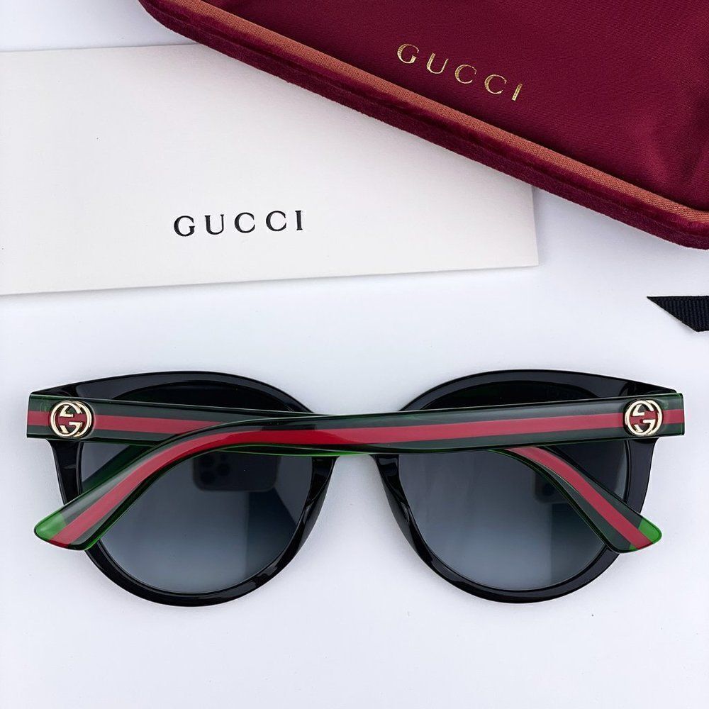 NEW GUCCI GG0702SKN 004 Black/Colorful Gray Gradient Round Women Sunglasses - Picture 8 of 13